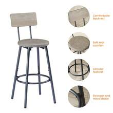 Long Bar Table With 3 PU Padded Bar Stools, Industrial Bar Table And Chairs For Kitchen, Breakfast Room, Living Room, Banquet Hall, In Rustic Brown And Black Tones. - Grey - View 2