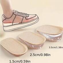 1 Pair Self-Adhesive Invisible Height Increasing Insoles, Non-Slip Breathable Honeycomb Cushion, Shock Absorbing Pads, Unisex, Suitable For Sneakers, Boots, Daily Commute - Beige - View 3