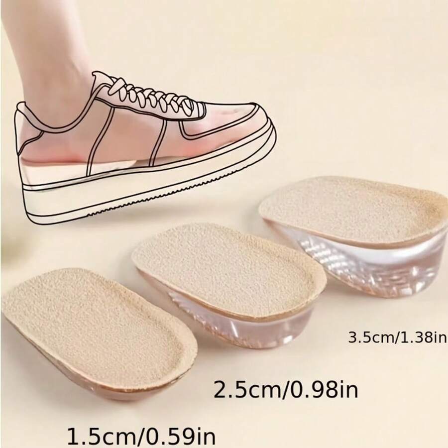 1 Pair Self-Adhesive Invisible Height Increasing Insoles, Non-Slip Breathable Honeycomb Cushion, Shock Absorbing Pads, Unisex, Suitable For Sneakers, Boots, Daily Commute
