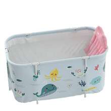 Foldable Portable Bathtub With Ocean-Themed Texture • Inflatable Lumbar Support Pillow • Lightweight Collapsible Design For Soaking & Showering • Easy Snap-Together Assembly • Compact When Folded – Ideal For Apartments, Dorms, RVs & Travel • Non-Slip - 120x55x50cm - View 6