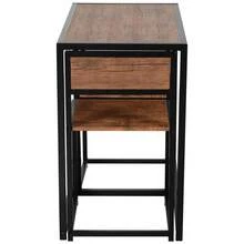 3-Piece Modern Table Stool Set – Sleek Steel Frame With Smooth MDF Panels, Compact & Stackable Design For Living Room, Kitchen, Or Bar Area - Wood Colour and Black - View 9