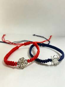 2pcs Spider/Spider Web Charm Bracelet Set, Personalized Design, Adjustable, Suitable For Fans, Halloween Accessory - Multicolor - View 7