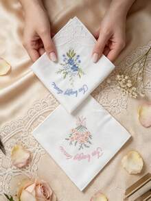 客製化照片婚禮手帕：禮物、新娘母親禮物、給父母的婚禮禮物、婚禮紀念品、婚禮手帕、給新郎父親的禮物 - 彩色 - 查看 7