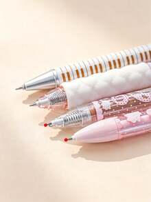 2/4pcs Strawberry Chocolate Scented Pen Set: 0.5mm Retractable Ballpoint Pens, Includes 1 Scented Pen And 1 Erasable Pen, Quick-Drying Black Ink, Suitable For Writing, Ergonomic Grip, Ideal For Study, Exams And Office Use - A - View 7