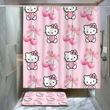 4件組 Sanrio Hello Kitty 浴簾套組，為現代浴室增添節慶氛圍與時尚風格，實用配件搭配裝飾亮點，是令人驚艷的禮品選擇 - 4-piece shower curtain set - 查看 3