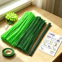 [Customer Favoriate]112pcs Craft Supplies Ultra Dense Chenille Stems, Multi-Color, Including 100pcs Pipe Cleaners, 10pcs Flower Stems, 1pc Floral Tape& 1 Tutorial Video, For DIY Handmade, Chenille Stems Flower Set, Christmas Pipe Cleaners Craft Set - DIY Bouquet Kit - View 9