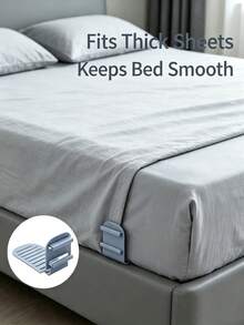 20/10/1pc Invisible Bed Sheet Fastener, Adjustable Bed Sheet Clips, No-Drill Bed Sheet Clips, Grey/White, Bed Sheet Anti-Slip Anti-Wrinkle Fixer, Easy Installation, Bedroom Home Bedding Organizer Accessory - Multicolor - View 4
