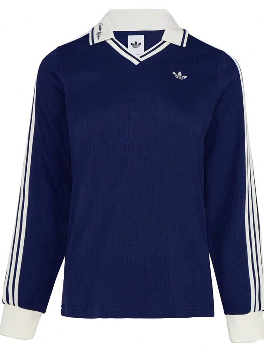 Adidas Clover Women's New Sporty Casual Long-Sleeved Polo Shirt - Blue and White - View 1
