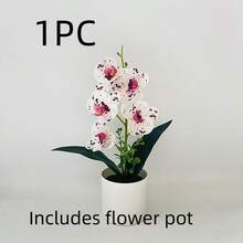 1件白色人造蝴蝶蘭盆栽植物，適合全年室內居家裝飾 - 彩色 - 查看 13