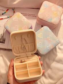Portable Jewelry Case Anti Tangle Compact Jewelry Box For Women And Girls Embossed Jewelry Organizer For Travel Jewelry Storage Box Home Decor Dorm Room Gym Office Cruise Beach Holiday Vacation Back To School Travel Essentials Accessories - Multicolor - View 6