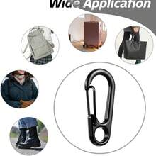20PCS Heavy-Duty Spring Hooks - Safety Lock Keychain With Loop For Camping, Keys, Tools, Outdoor Gear - Durable Construction - Fits Backpacks, Belts, Camping Accessories, Compact Design, Sturdy Build, Tool Clip, Detector - Black - View 5