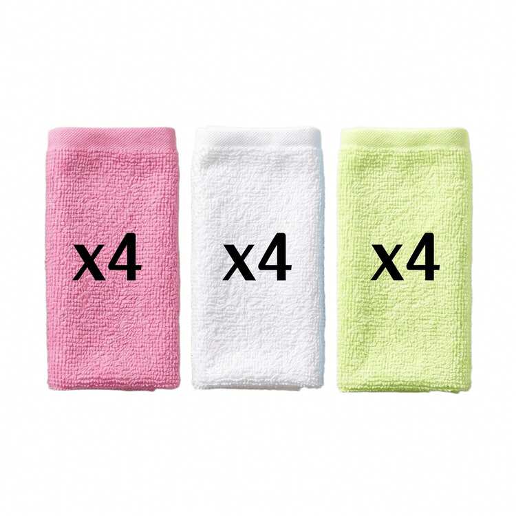 24pcs Face Towel Set, Soft Absorbent Face Cloths, Suitable For Bathroom, Gym, Hand Cleaning, Beauty, Spa And Home Hair Care, Reusable Durable And Machine Washable, Multicolor, 10x10 Inches - Pink + White + Green - View 14