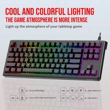 RAIKU 80% Illuminated Keyboard Mouse Wired Mechanical Feel Gaming Keyboard With Contour Keycaps LED Backlit 87-Key Keyboard - View 4
