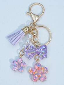 1 pieza Llavero de flor de mariposa, regalo para mujeres, colgante simple y versátil - Púrpura malva - Ver 5