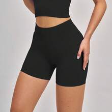 Women's Knitted High Elasticity Sports Shorts, Butt-Lifting Design, Perfect For Sports And Exercise - Black - View 4