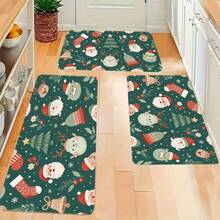1pc Deep Green Christmas Adventure Rug, Kitchen Rug, Kitchen Mat, Kitchen Carpet, Door Mat, Small Rug, Carpet, Runner Rug, Floor Mat, Home Decor, Area Rug, Outdoor Mat, Home Decor, Area Carpet, Bedroom Rug, Washable Rug - Multicolor - View 2