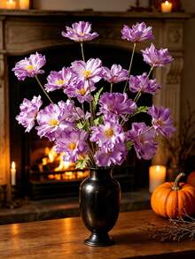 Living Room Decor 4-Head Water Lily 1 Stem Valentine's Day, Birthday, Halloween, Graduation Gift, Garden Decoration, Outdoor Plant Gardening, Artificial Flower - Purple - View 5