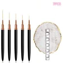 7Pcs Liner Nail Art Brushes Set, Ultra Thin Detail Drawing Nail Art Brushes With Resin Mixing Palette And Acrylic Pen Holder - Multicolor - View 12