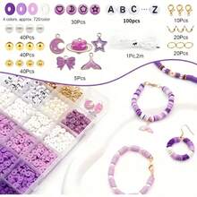 24-Grid Large Capacity Clay Beads + Letter Charms Friendship Bracelet DIY Kit With Elastic Cord And Storage Box, Creative Birthday Gift, Includes 1pc Thread - Multicolor - View 4