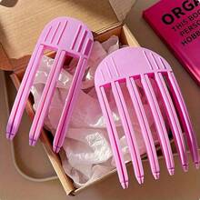 2-In-1 Volumizing Styling Hair Brush, Minimalist Korean Style, Solid Color Without Print, Six-Tooth Comb Integrated Clip Design, Bangs Root Lifting And Daily Styling Function, Suitable For Daily Home Grooming, Commuting Styling, Dorm Quick Hair Styling, Selfie Styling - Multicolor - View 6
