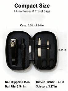 Juego de Cortaúñas Multifuncional Negro Herramientas de Acero Inoxidable Tijeras de Uñas Cortaúñas de Manicura Juego de Herramientas Portátil - Negro - Ver 4