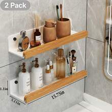 Estantería flotante de madera y metal sin taladro, estante de almacenamiento multifuncional montado en la pared sin taladro, adecuado para decoración y organización del baño, estudio, cocina y lavandería - Blanco - Ver 12