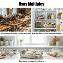 Resistentes bandejas para hornear de acero inoxidable grado alimenticio - Set de 2 - Aptas para lavavajillas - Antióxido y anticorrosión - Para cocina, restaurante, hotel, buffet y hogar - Ver 6
