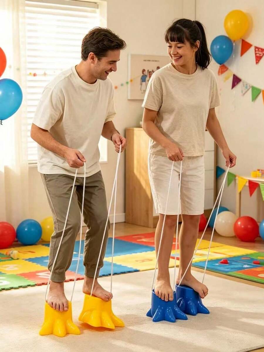 2pcs/Set - Outdoor Party Game Stilts, Sensory Integration Equipment, Balance Training, Home Outdoor Sports, Smiling Face Stilts - View 1