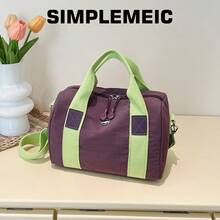 Unisex Minimalist Colorblock Handbag, Small School Backpack, Multi-Functional Storage Bag, Gym Bag, Crossbody Bag For Women - Purple - View 7