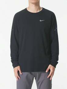 Nike New Sports Running Fitness Training Long Sleeve T-Shirt Crew Neck Casual Top - Black - View 1