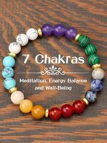 Yumfeel Colorful Natural Crystal Beaded Bracelet, Energy Yoga Healing Bracelet, Unisex, Bohemian Style Versatile Accessory - Multicolor - View 3