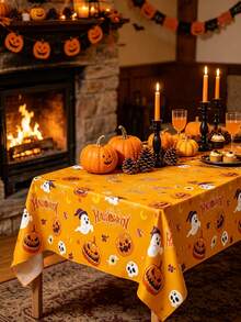 1pc Halloween Tablecloth - Horror Party Decoration, Perfect For Halloween Party, Trick Or Treat, Day Of The Dead, Horror Theme Party, Halloween Candy Party, Cosplay, Theme Party, Vintage Party And Haunted House Decoration - One Size Fits All - View 6