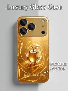 1件 DIY 定製獨家姓名奢華金旋渦光晶印花高畫質電鍍金玻璃手機殼，適用於 iPhone 17/17Pro/17ProMax/17Air/16/16Pro/16ProMax/16Plus/15/15Plus/15Pro/15Promax/14/14Pro/14Promax/13/12/11/XRMax/8/7/6Plus，全包覆，美觀優雅，極具吸引力的保護殼 - 金色 - 查看 6