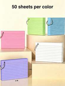 Colorful Loose-Leaf Index Cards With Ring Binder, Lined Flashcards, Suitable For Study Notes, Vocabulary, Review, Memory Aid And To-Do Lists, Portable Replaceable Memo Cards, Suitable For Students, Teachers, Office, Home And School Organization, Daily Learning Tool - Multicolor - View 7
