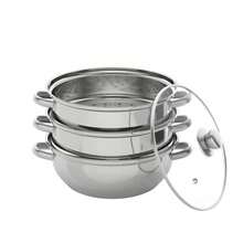 28cm/11in 3-Tier Stainless Steel Steamer Pot With Glass Lid, Silver Multi-Layer Steam Cookware, Dishwasher , Compatible With Induction And Gas Hobs For Home Cooking - View 8