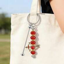 12pcs Alloy Beaded Keychain Set, Loose Leaf Binder Rings And Blank Beaded Keychains With Double Bars, Suitable For DIY Keychains, DIY Crafts, Handbag Backpack Shoulder Strap Pendant Decoration, Key Chains, Lanyards, Holiday Gifts (4 Colors Available) - Book Ring Double Screw - View 4