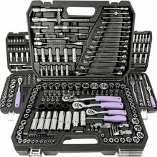 115/46pcs Socket Wrench, Quick Ratchet Wrench, Screwdriver Tool Box Set, Car, Bicycle, Motorcycle Repair Tool Hardware Set, Home DIY Tool Box, Multi-Function Tool Box, Durable With Storage Box, Portable, Suitable For Various Occasions - Multicolor - View 1