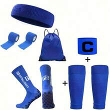 Unisex Soccer Leg Warmers Set - Anti-Slip Rubber Dot Leg Warmers, Captain Armband, Drawstring Backpack, Headband, Sports Tape, Comfortable Leg Sleeves - Suitable For Soccer, Basketball, Football, Yoga And Outdoor Sports - Multicolor - View 10