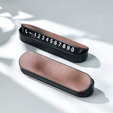 New PU Leather Temporary Parking Number Plate, High-End Car Phone Number Display Card, Hidden Design Vehicle Mobile Call Card, Premium Car Interior Decoration Accessory - A - View 17