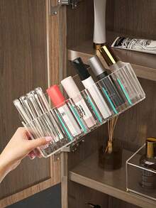 Bathroom Lipstick Mirror Cabinet Storage Box, Wall-Mounted Perforated Cosmetic & Skincare Shelf, Plastic Modern Style - A - View 9