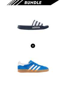 Adidas [Bundle] Adilette Duschschuhe Herren Cloud White / Legend Ink GZ5920 + Campus 00s Gazelle Indoor Herren blau Bird / Cloud White / Gum JI2061 - Legend Ink+Blue Bird - Übersicht 1