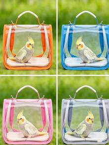 Parrot Outdoor Portable Bag, Breathable Bird Carrying Bag, Hands-Free Small Pet Cage, With Breathable Mesh Window, Parrot Backpack, Convenient For Taking Pets To Vet, Shopping, Hiking, Transparent Portable Bird Travel Case - Multicolor - View 9