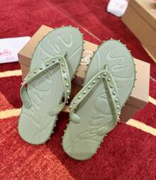 CL Explosion Red Rivet Sole Non-Slip Flat Heel Clip Foot Beach Sandals Outdoor Couples - 軍綠色 - 查看 4