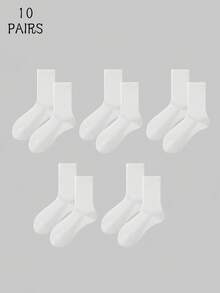 1/5/10 Paar Damen Lange Socken, Sommer Nahtlos Schwarz & Weiß Wadenhöhe Socken, Einfarbig Minimalistischer Stil, Vielseitig für verschiedene Anlässe - Verschiedenfarbig - Übersicht 6