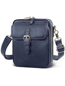 Crossbody Leather Messenger Bag Wallet Anti-Theft Shoulder Bag With Card Slots, New Casual Shoulder Bag For Women, European And American Vintage Double Layer Mini Messenger Bag Unisex - Multicolor - View 2