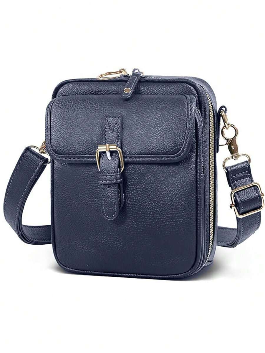 Crossbody Leather Messenger Bag Wallet Anti-Theft Shoulder Bag With Card Slots, New Casual Shoulder Bag For Women, European And American Vintage Double Layer Mini Messenger Bag Unisex
