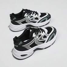 Women's Color - Block Chunky Sneakers,Mesh - Breathable,Retro Dad - Shoe Style,Comfortable For Running And Casual Sports.Height-Enhancing Sneakers - 黑色. - 查看 4