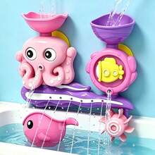 Octopus Water Play Spinning Water Wheel ABS Material Bathroom Track Baby Bath Toy, Water Game Function And Animal Characters - Fun Bath Time Learning Toy For Toddlers And Preschool Children - Multicolor - View 1