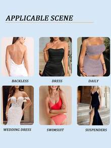 1pair Women Invisible Double-Sided Silicone Adhesive Bra Pads, Reusable Push-Up Lift Inserts, Waterproof Thickened Padding For Bikini, Swimsuit& Strapless Bras - Multicolor - View 7