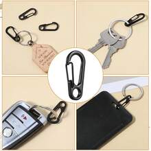 20PCS Heavy-Duty Spring Hooks - Safety Lock Keychain With Loop For Camping, Keys, Tools, Outdoor Gear - Durable Construction - Fits Backpacks, Belts, Camping Accessories, Compact Design, Sturdy Build, Tool Clip, Detector - Black - View 8